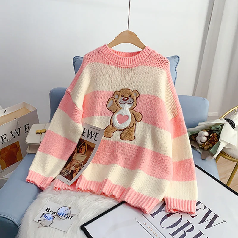 The Best Prices Cute sweet bear sweater sweater sweater top  4979