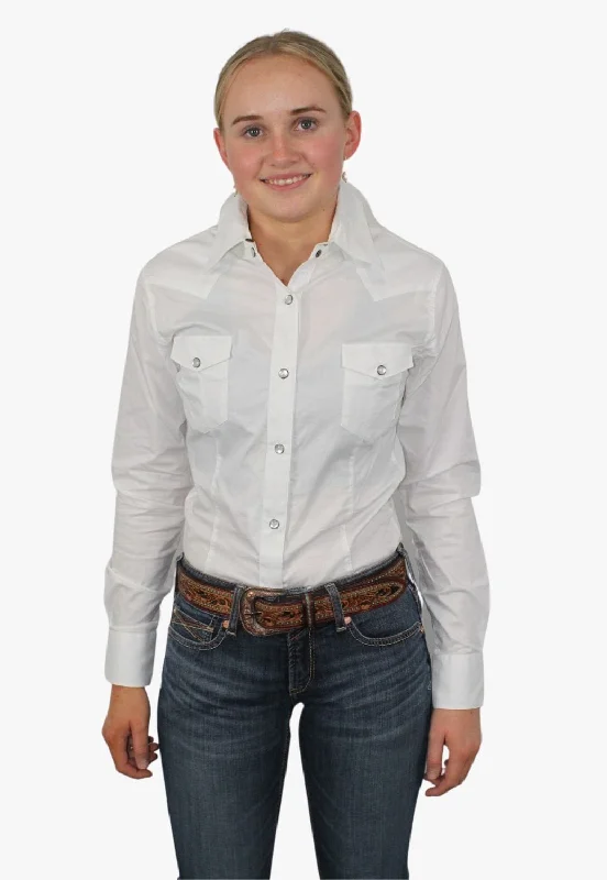 Act Fast Panhandle Womens Solid Stretch Poplin Long Sleeve Shirt