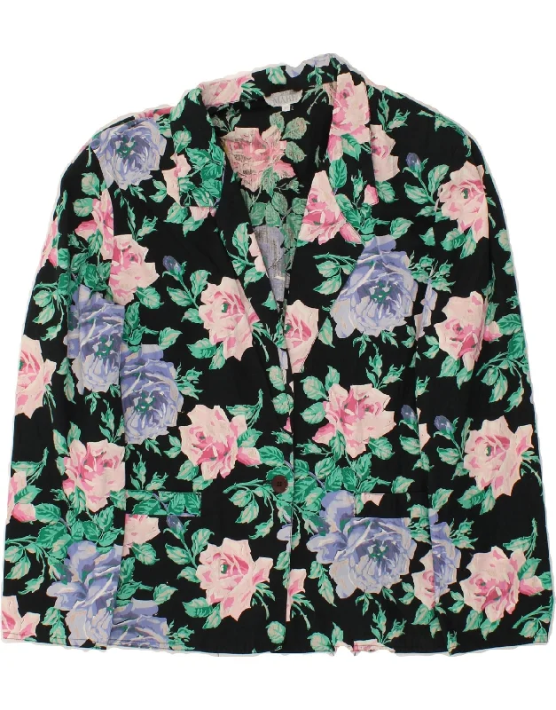 Price Meltdown ANDREA MARE Womens 1 Button Blazer Jacket UK 14 Medium Black Floral