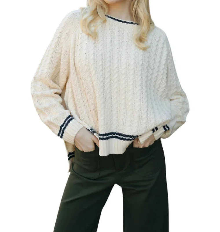 Weekend Deals That Sizzle Cable Contrast Sweater In Ivory