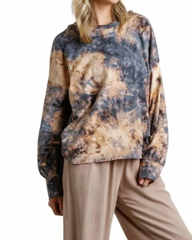 Daily Deals Tie Dye Twisted Collar Sweater In Golden Yellow