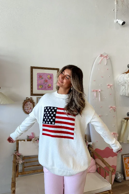 Weekend Savings Bonanza American Flag Sweater | Restocked