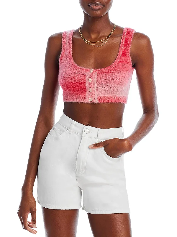 Extra Discounts Womens Alpaca Blend Button-Up Crop Sweater