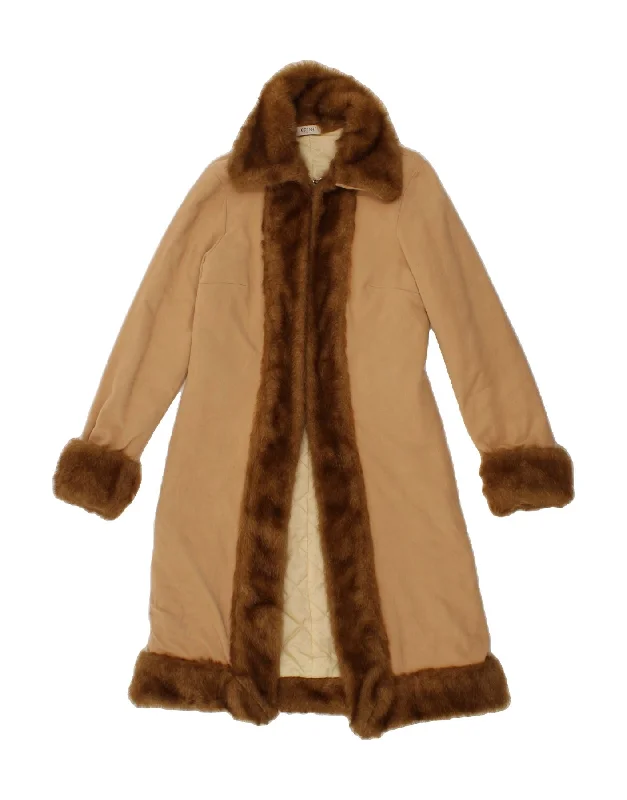 Great Deals VINTAGE Womens Overcoat IT 44 Medium Beige Viscose