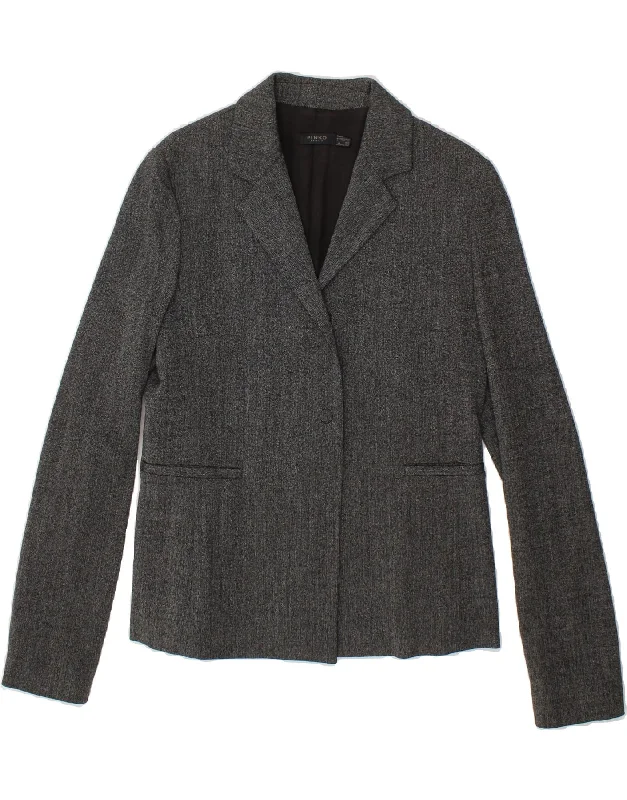 Markdowns PINKO Womens 1 Button Blazer Jacket UK 12 Medium Grey Viscose