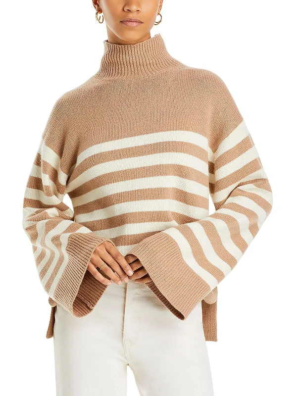 Weekend Deals That Please Womens Wool Blend Ribbed Trim Mock Turtleneck Sweater