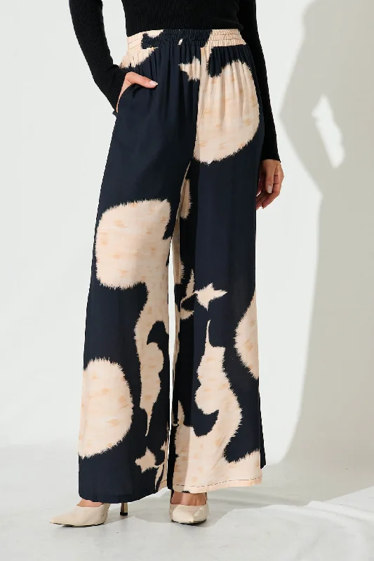 Weekend Discounts to Snag Frances Pant In Ink With Peach Linen Blend