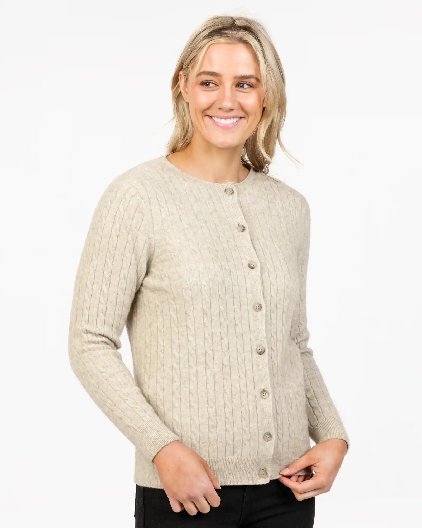 Deal Alert Natural Women's Classic Cable Cardigan - NB886