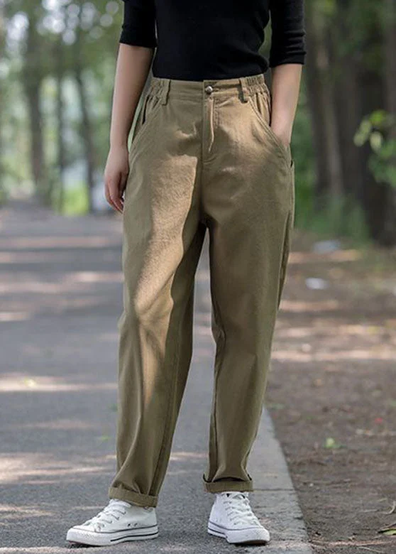 Top Pick Modern Khaki Pockets High Waist Harem Pants Fall