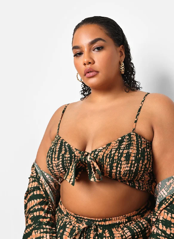 Fantastic Savings Kadijah Abstract Print Smocked Crop Top
