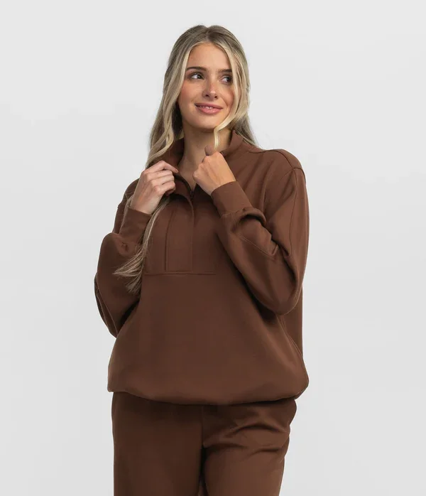 Seasonal Clearance Southern Shirt AstroKnit Performance Quarter Zip - Espresso