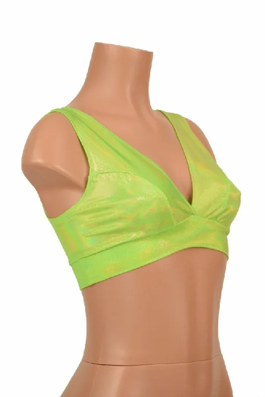 Price Cut Starlette Bralette in Lime Holographic
