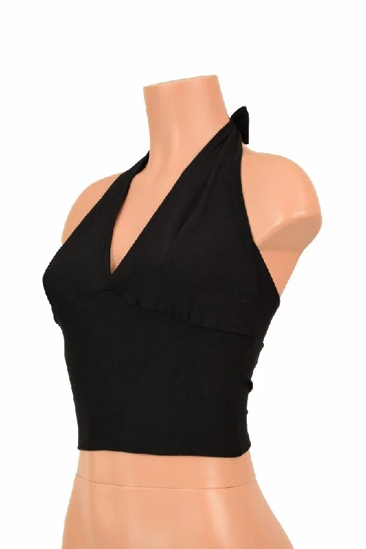 Unbeatable Prices Black Zen Darted Tie Back "Midi" Halter