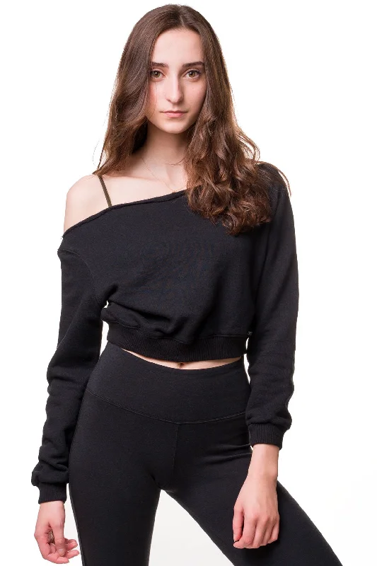 Weekend Savings Bonanza Off the Shoulder Crop Sweatshirt