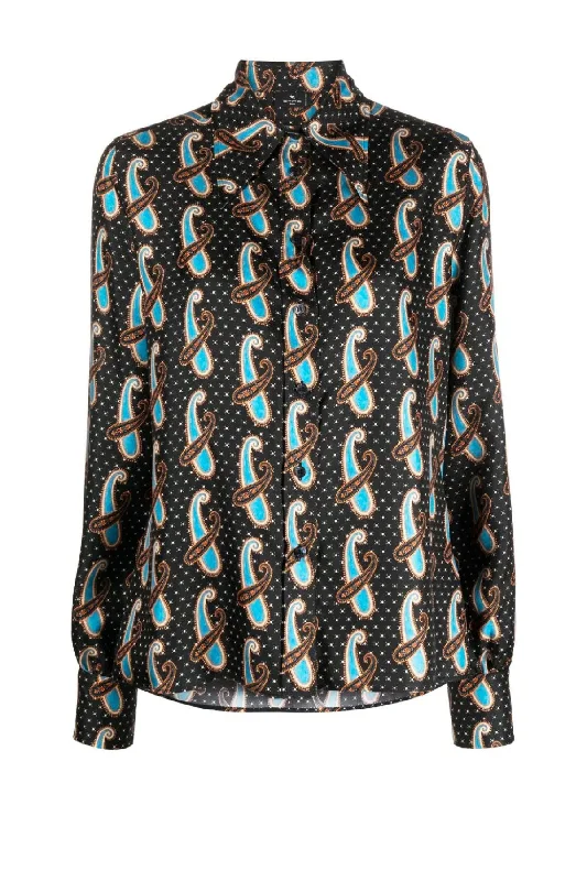 New Markdowns Etro Paisley Silk Shirt - Black