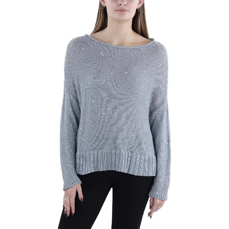 Weekend Wonders Await! Womens Organic Cotton Sequined Pullover Sweater