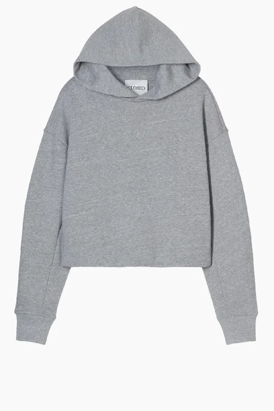 Weekend Offers That Please Closed Folded Hem Hoodie - Light Grey Melange