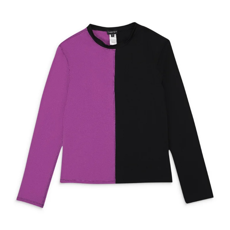 Weekend Offers That Delight CALLIPYGIAN COLORBLOCK LS CREW PURPLE BLACK SHIRT