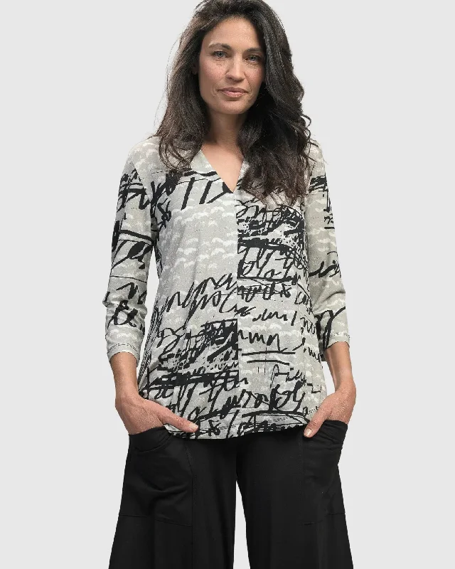 Massive Deal Flirty Signature V Neck Top, Script