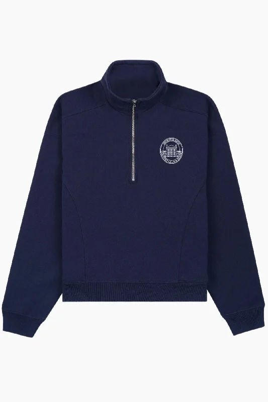 Great Deals Sporty & Rich Vendome Resort Quarter Zip Sweatshirt - Navy/ White