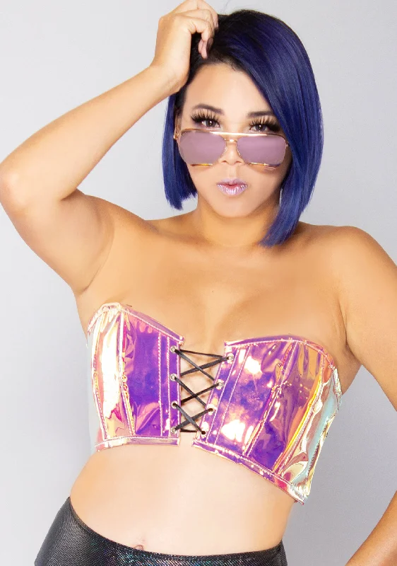 Price Drop Thrill Seeker Iridescent Bustier Top