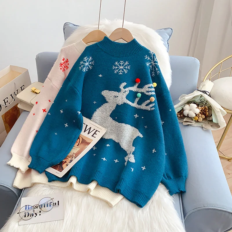Weekend Savings Delight Christmas elk sweater over sweater  4986