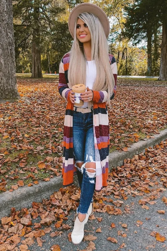 New Markdowns Pumpkin Patch Striped Long Cardigan
