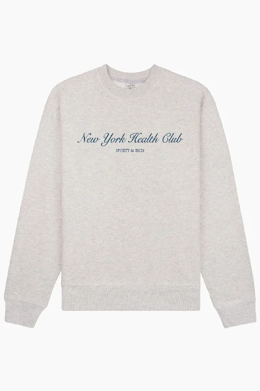 Savings Bonanza Sporty & Rich NY Health Club Sweatshirt - Heather Grey/ Navy