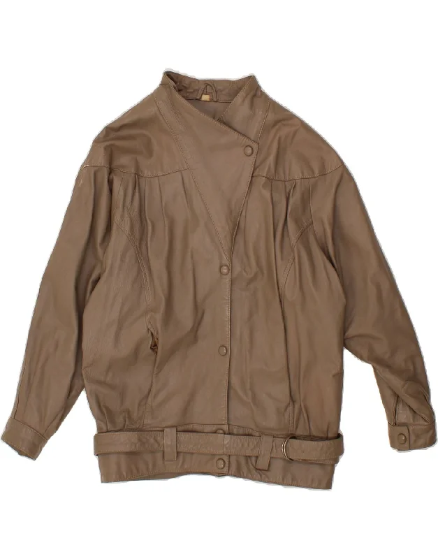 Weekend Offers That Please VINTAGE Womens Leather Jacket UK 14 Large Brown Leather