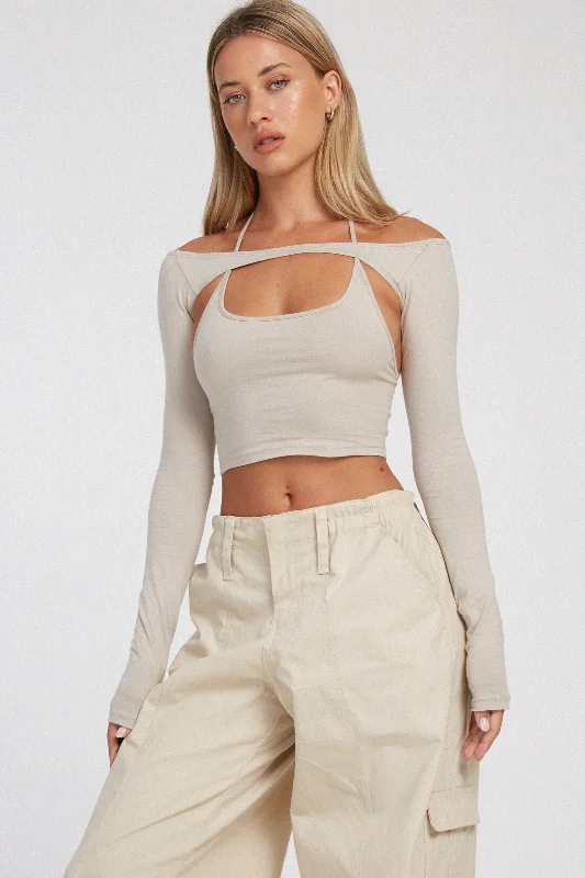 Weekend Deals to Make You Happy MOTEL ROCKS BRANDY LONG SLEEVE TOP IN COCONUT MILK