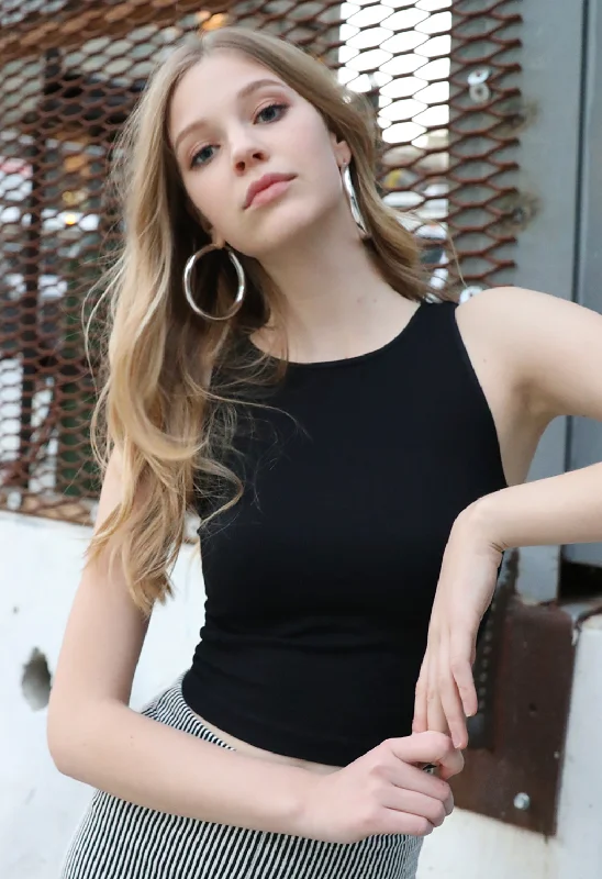 While Supplies Last The Ribbed High Neck Crop Tanks