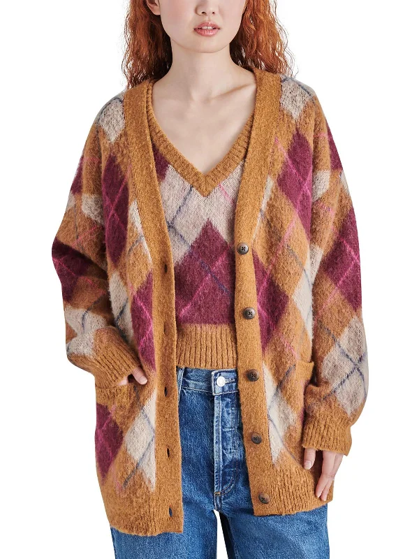 Major Savings Womens Wool Blend Argyle Cardigan Sweater