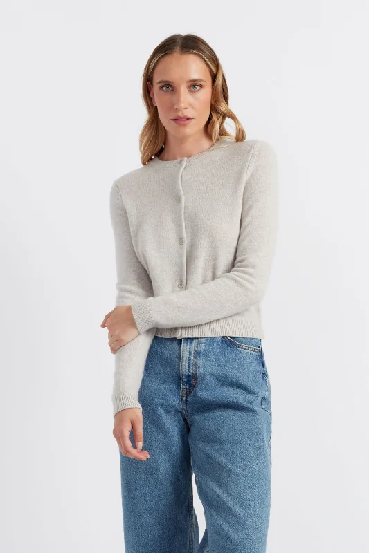 Reduced Rates Taupe Cloud Cashmere Cropped Cardigan