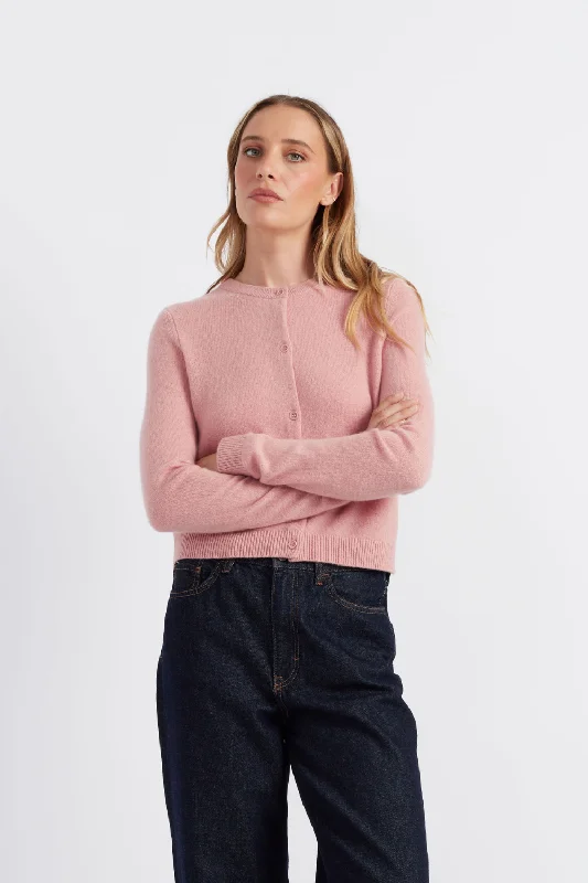 Steal Deal Clay-Pink Cloud Cashmere Cropped Cardigan