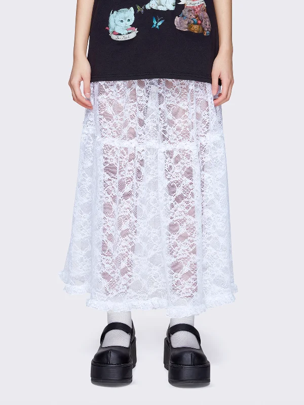 Markdowns Cordelia Ruffled Lace Maxi Skirt