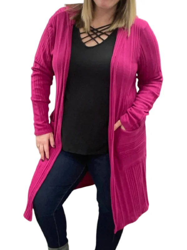 Epic Deals Duster Cardigan In Fuchsia