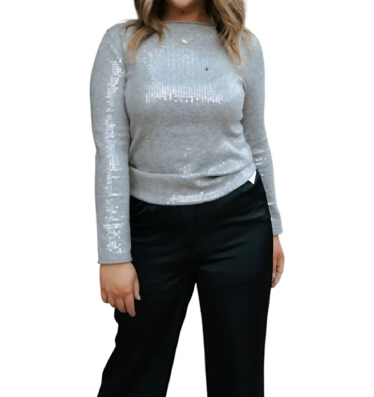 Deal Dash Sequin Sweater In Grey