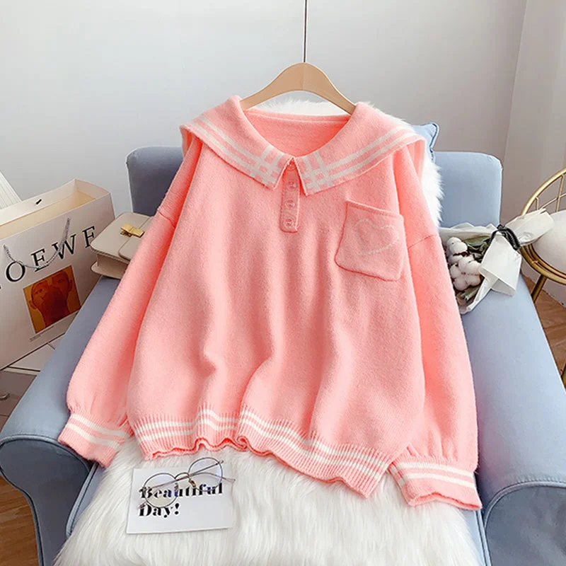 Weekend Shopping Bliss Pullover loose outer wear lazy style sweater top  4988