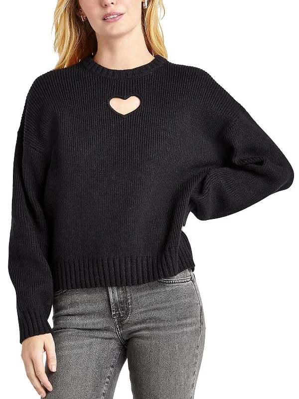 Buy Now Elisa Heart Womens Ribbed Knit Cut-Out Pullover Sweater