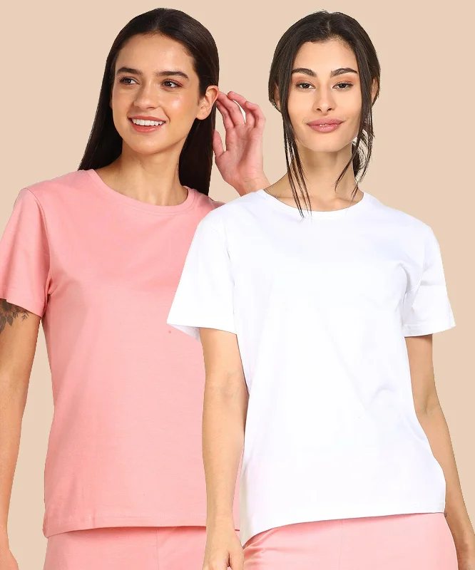 Weekend Discounts to Enjoy Womens Regular Fit  Combo Solid Tshirt