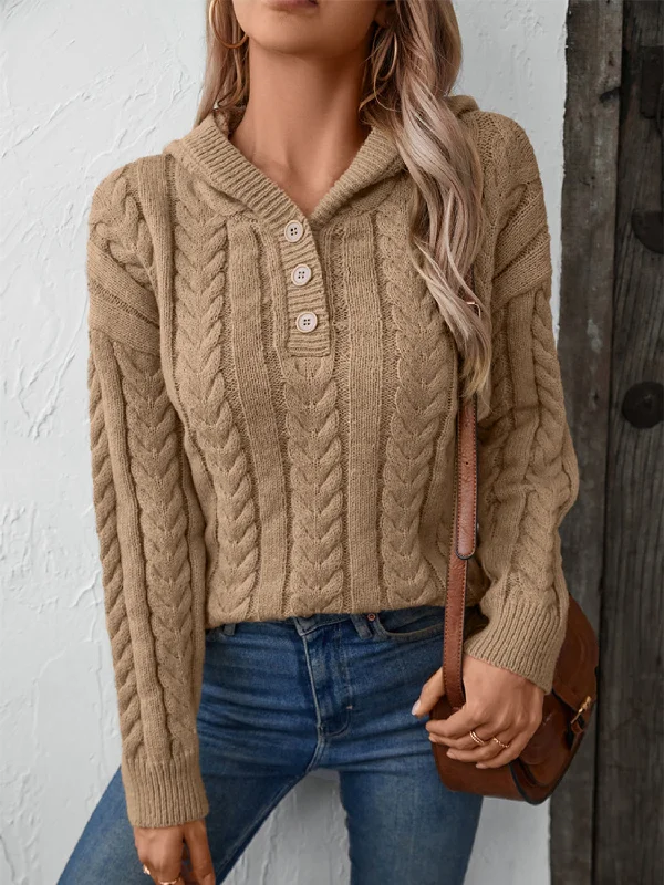 Huge Savings Cable-Knit Long Sleeve Hooded Sweater