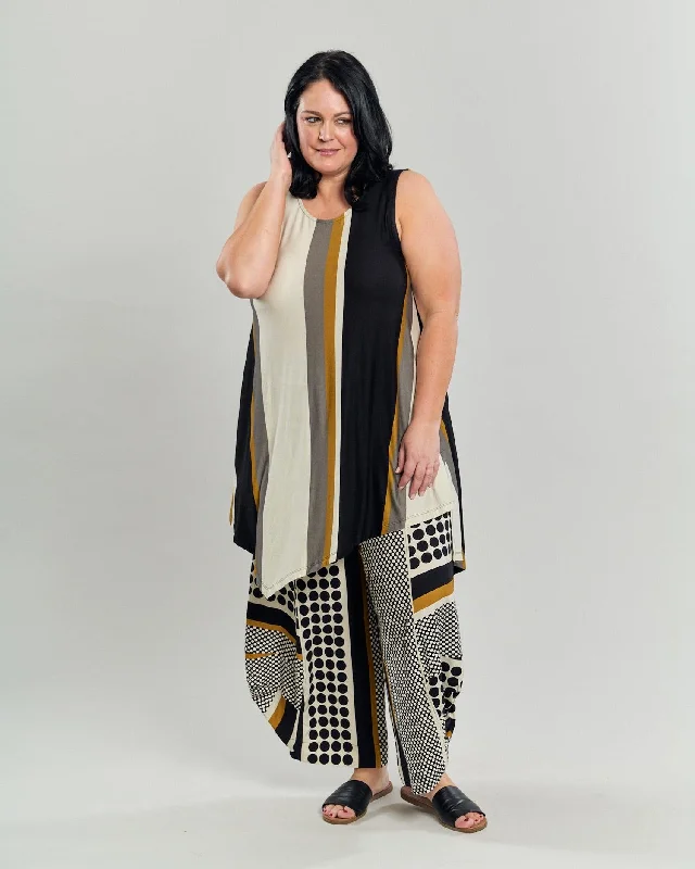 Hurry In Ani Sleeveless Tunic Top, Stripes
