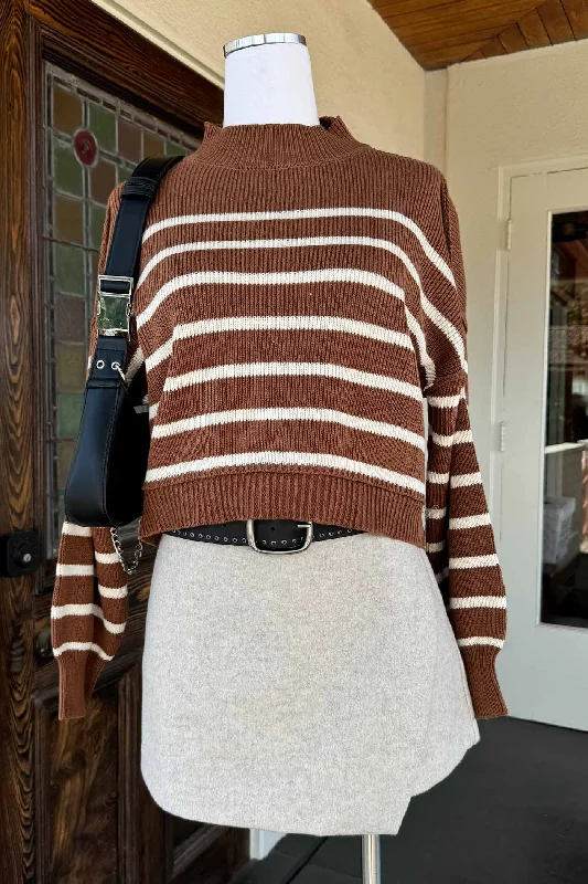 Now or Never Striped Mock Neck Sweater by For Good