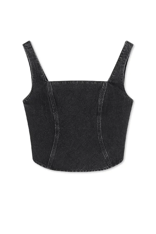 Super Bargain Samsøe Samsøe Casja Denim Top - Black Blizzard