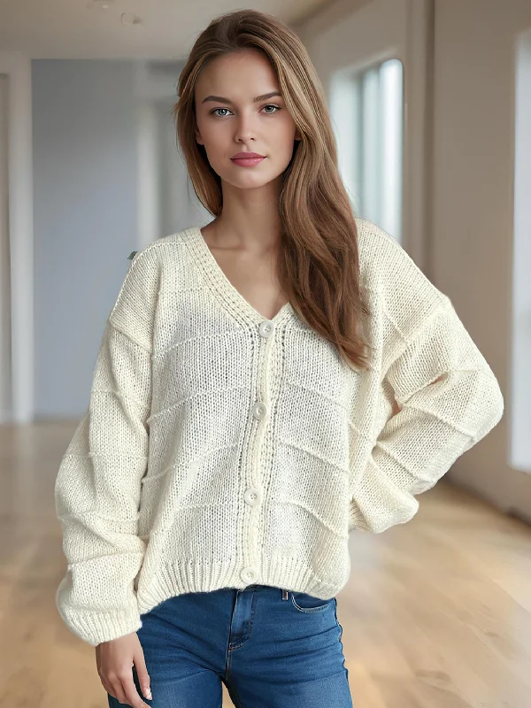Super Sale Button Down V-Neck Long Sleeve Cardigan