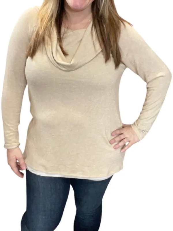 Limited Availability Sparkle Cowlneck Sweater In Gold