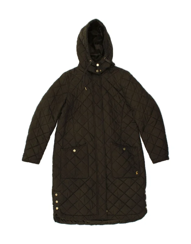 Buy Now JOULES Womens Hooded Quilted Overcoat UK 12 Medium  Khaki Polyester