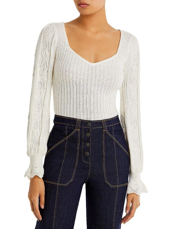 Closeout Sale Europa Womens Silk Blend Bell Sleeve Pullover Sweater