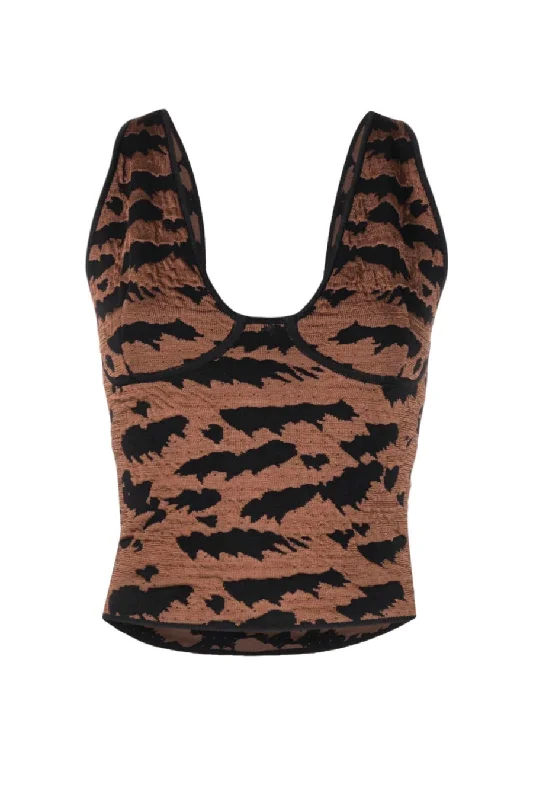 Mega Sale Nanushka Belle Jacquard Knit Crop Top - Black/ Brown