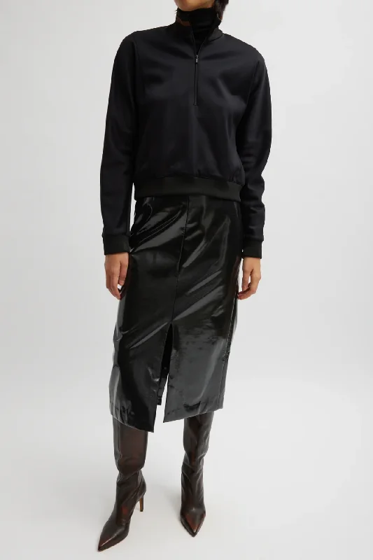 Act Fast Tibi Active Knit Cropped Sweatshirt - Black